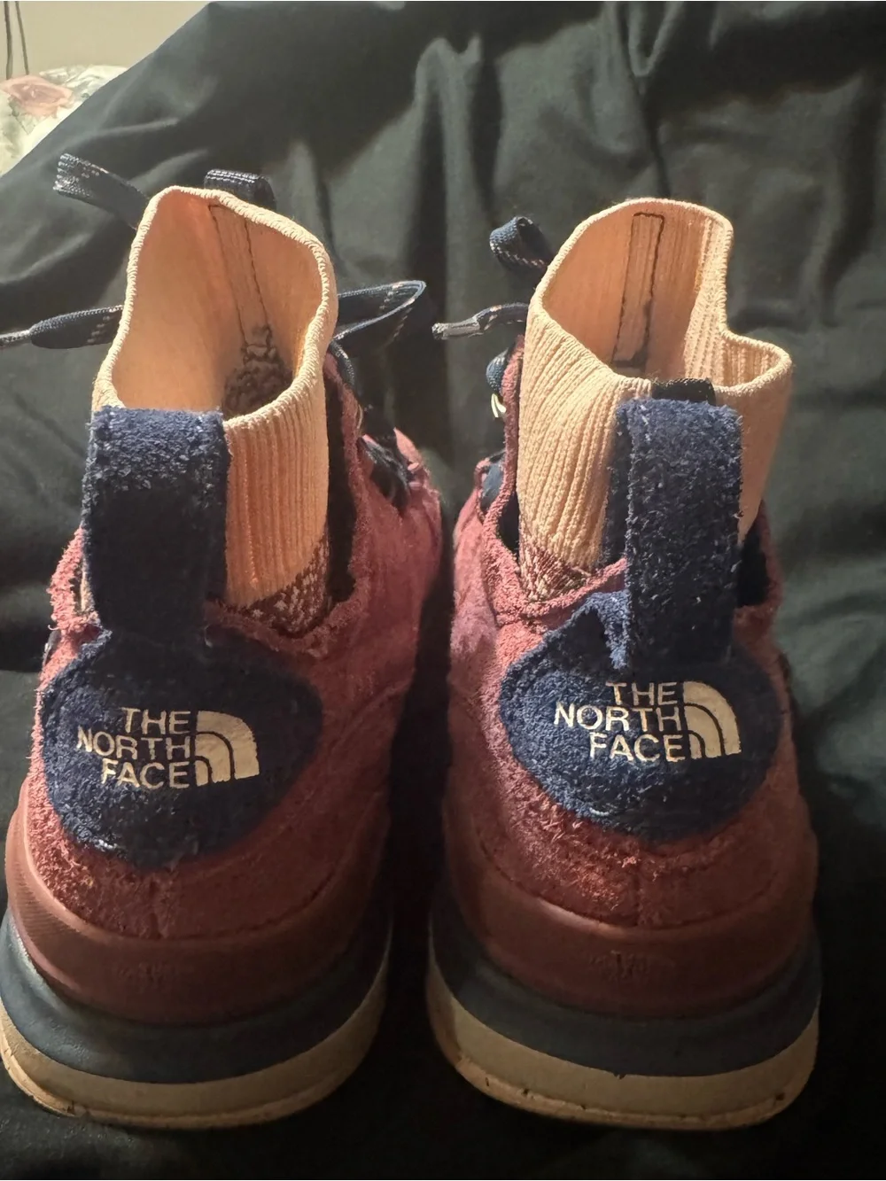 The North Face Rust Red and Navy Suede Winter Boots